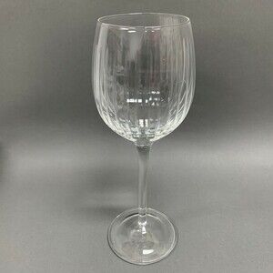 Crystal Clear Stemmed Wine Glass Ribbed Cuts 9 1/8" High